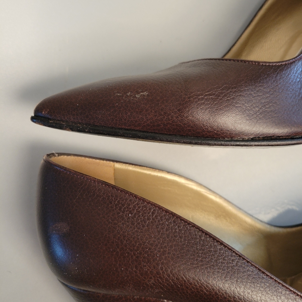 Vintage Gianni Versace Block Brown Leather Medusa Head Heels EU 35.5 35 5.5 - Picture 12 of 16
